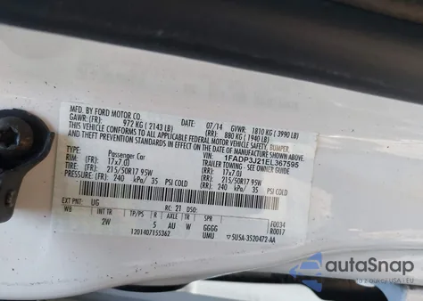 2014 Ford Focus Titanium из США, поврежденный, VIN 1FADP3J21EL367595